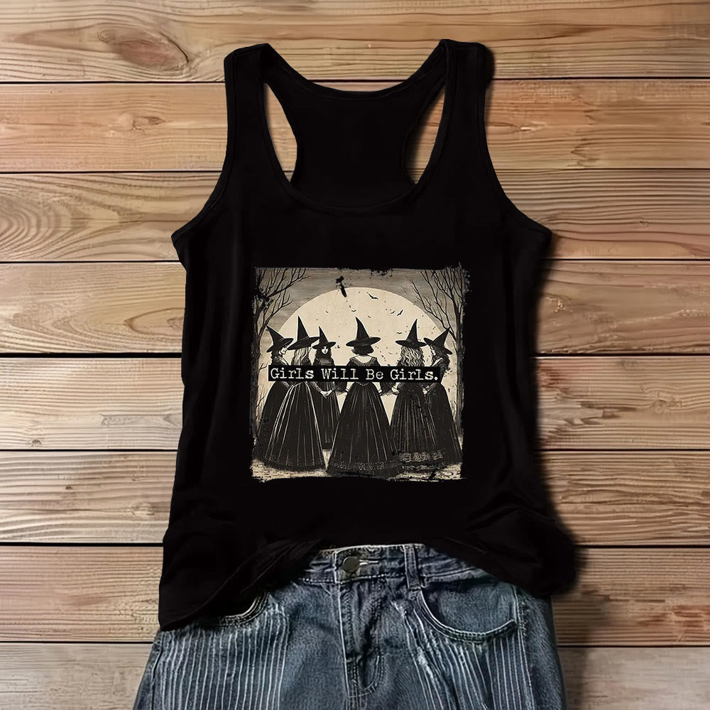 Olivenorma "GIRLS WILL HELP GIRLS" Girls' Power Witches Spiritual Sleeveless T-Shirt - Black - 3XL - image 4