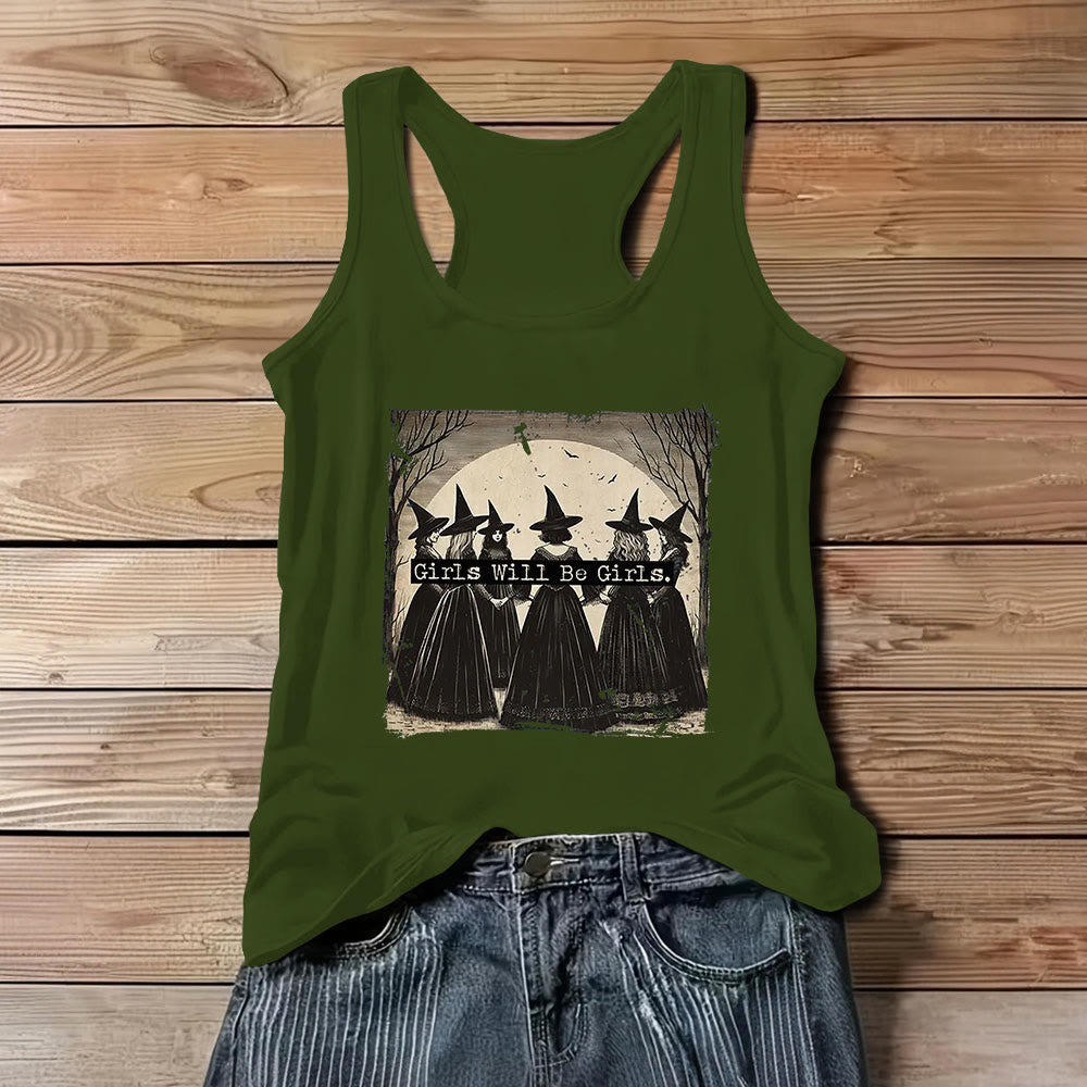 Olivenorma "GIRLS WILL HELP GIRLS" Girls' Power Witches Spiritual Sleeveless T-Shirt - Green - 3XL - image 10