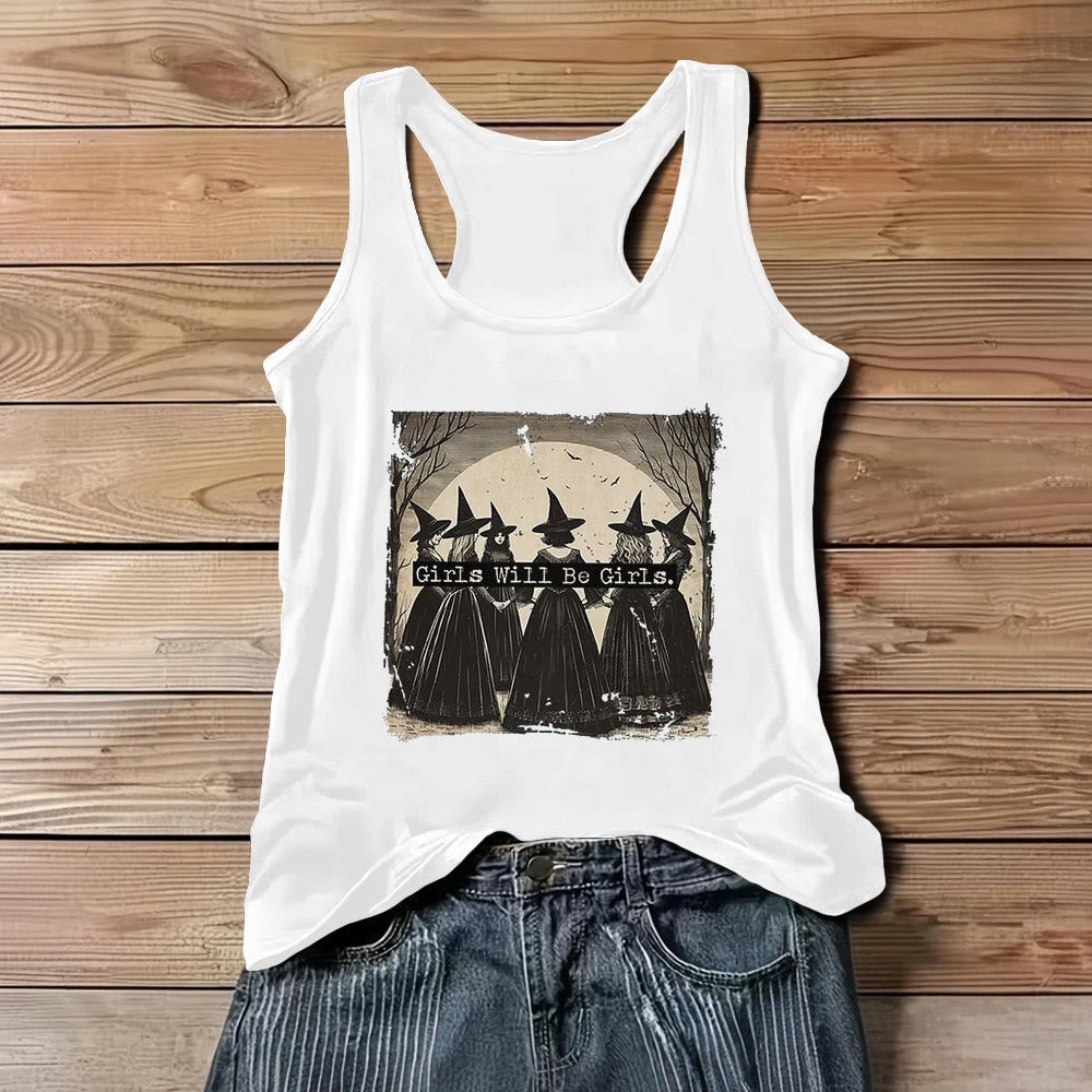 Olivenorma "GIRLS WILL HELP GIRLS" Girls' Power Witches Spiritual Sleeveless T-Shirt - White - 3XL - image 6