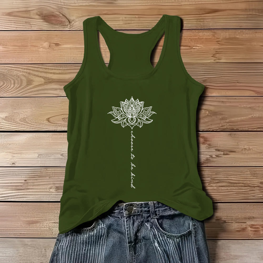 Olivenorma "Choose to Be Kind" Lotus Peaceful Spiritual Tee Sleeveless T-Shirt - Green - 3XL - image 0