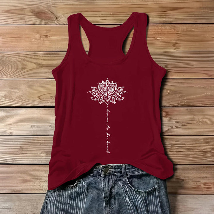 Olivenorma "Choose to Be Kind" Lotus Peaceful Spiritual Tee Sleeveless T-Shirt - Red - 3XL - image 10