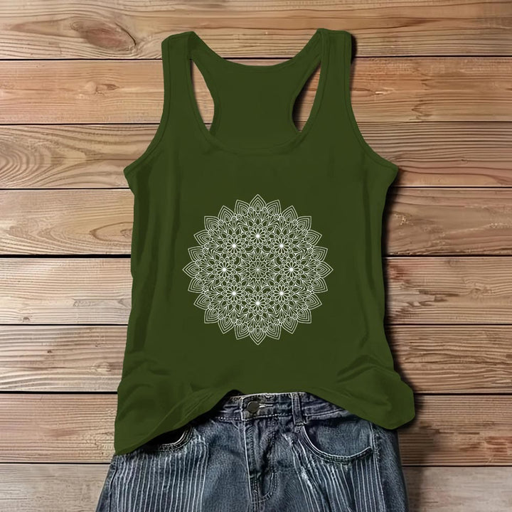 Olivenorma Mandala Floral Printed T-Shirts for Women Graphic Tank Top  - Green - 3XL - image 10