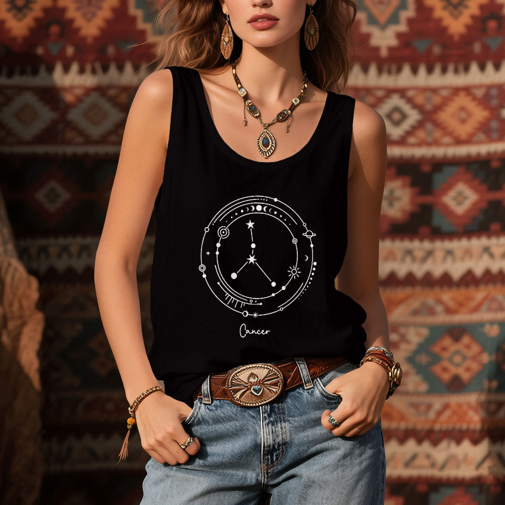 Olivenorma 12 Constellations Zodiac Star Map Black T-Shirts Tank Top - image 1