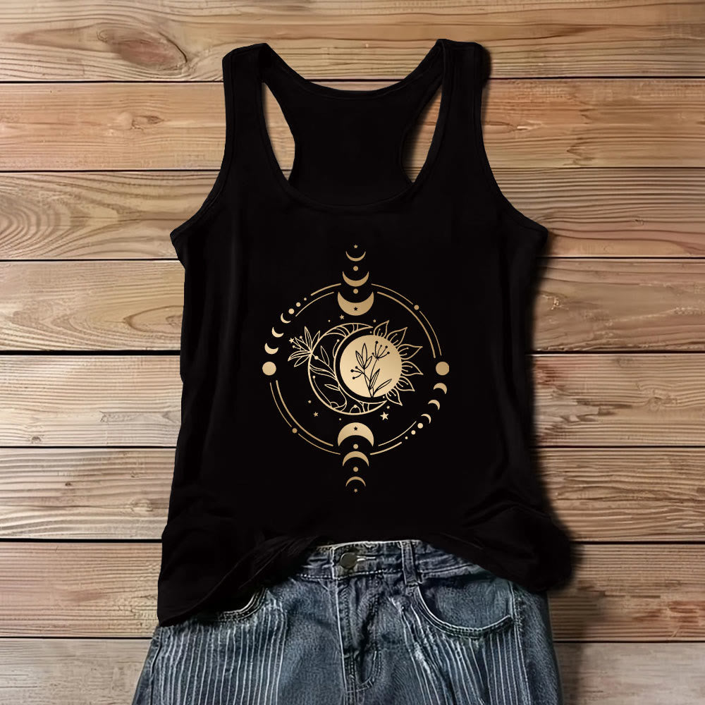 Olivenorma Moom Phase Women's Scoop Neck Tank Top Regular Fit T-Shirt - Black - 3XL - image 0