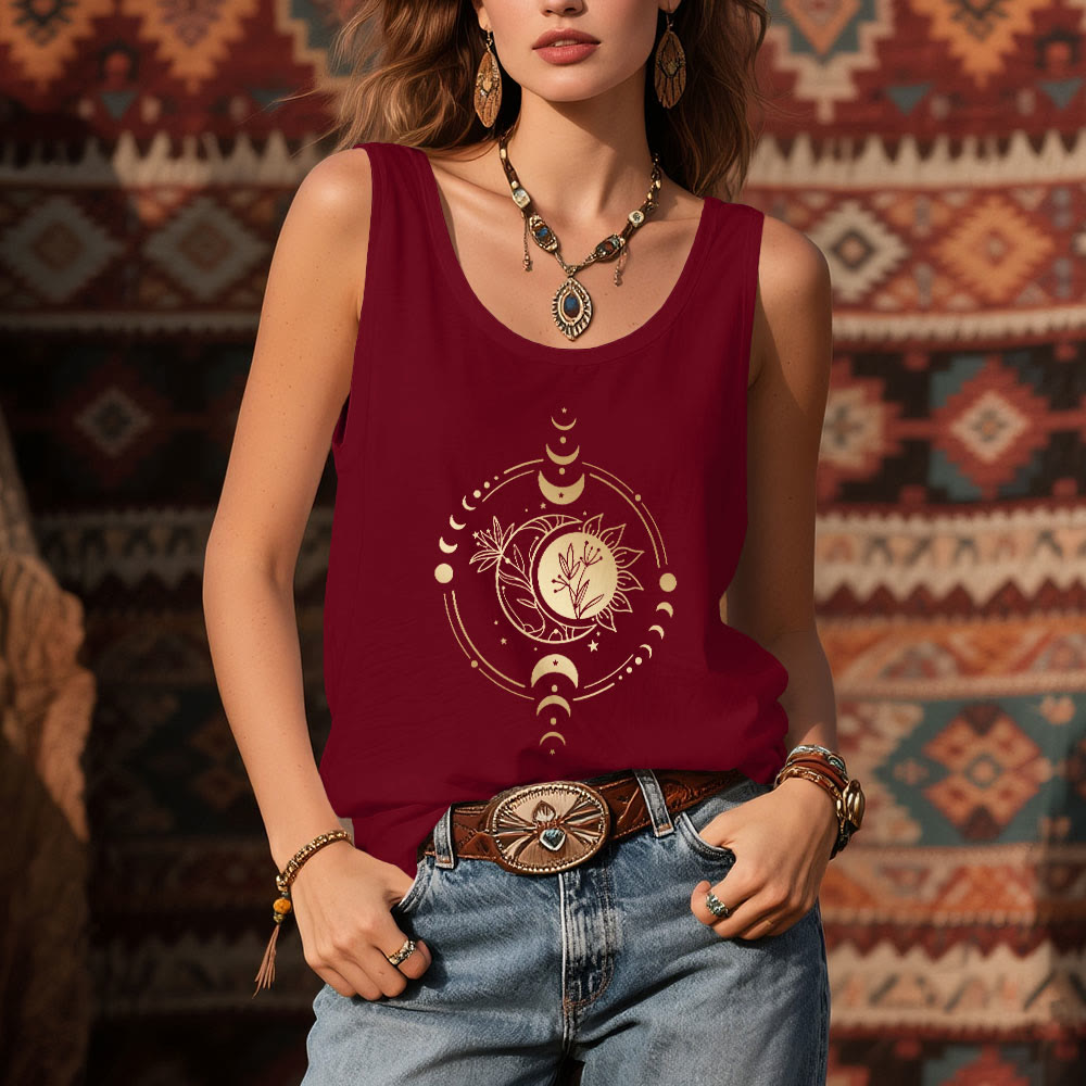 Olivenorma Moom Phase Women's Scoop Neck Tank Top Regular Fit T-Shirt - image 9
