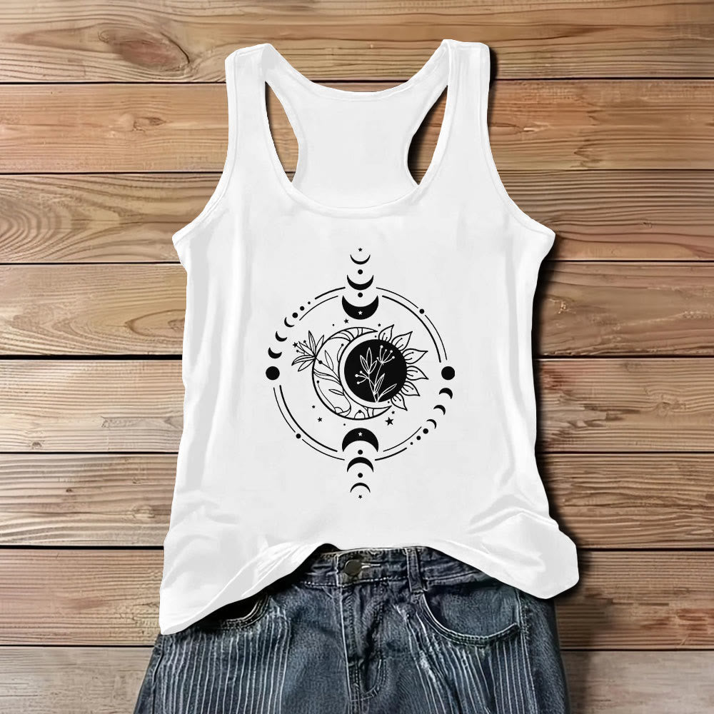 Olivenorma Moom Phase Women's Scoop Neck Tank Top Regular Fit T-Shirt - White - 3XL - image 4