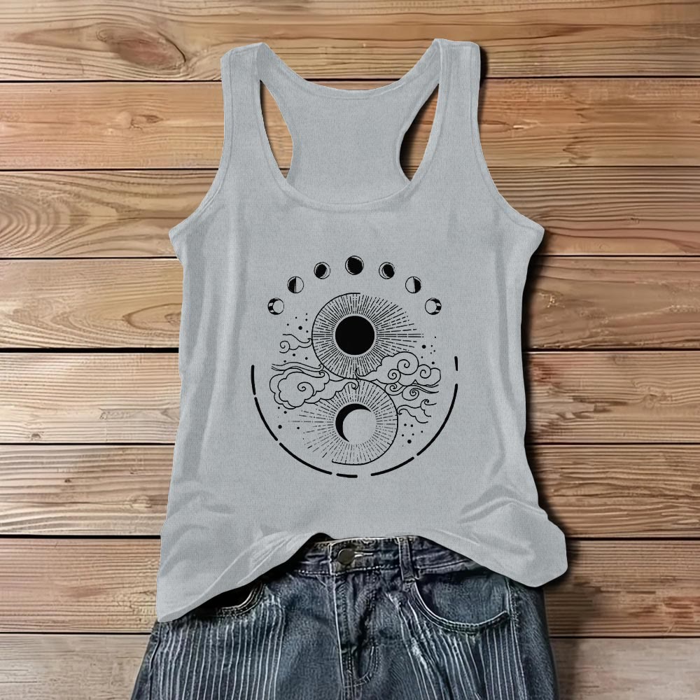 Olivenorma Moon And Sun Mystical Moon Phase Tank Top Boho Sleeveless T-Shirt - Gray - 3XL - image 6
