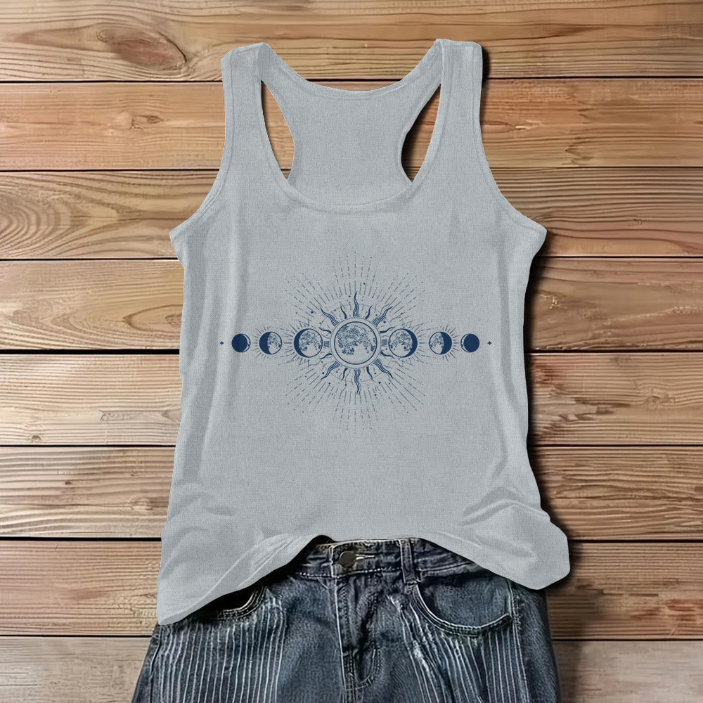 Olivenorma Celestial Mystical Moon Phase Crewneck Sleeveless Women Tank Top Tee - Gray - 3XL - image 0