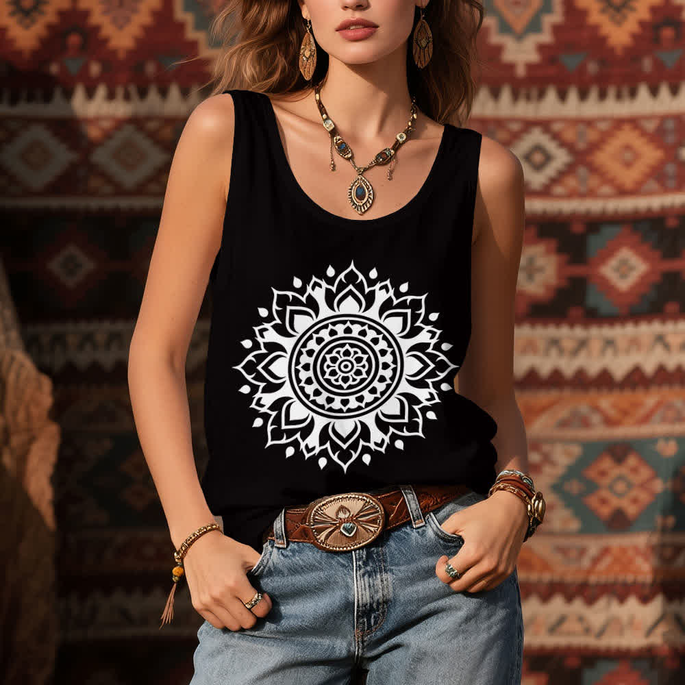 Olivenorma Boho Mandala Flowy Womens Flowy Tank Top - image 5