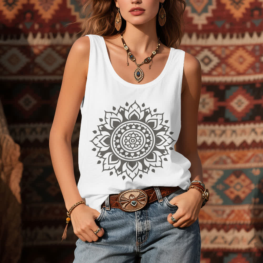 Olivenorma Boho Mandala Flowy Womens Flowy Tank Top - image 3