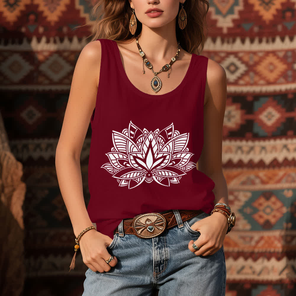 Olivenorma Lotus Flower Yoga Mandala Tank Top - image 1