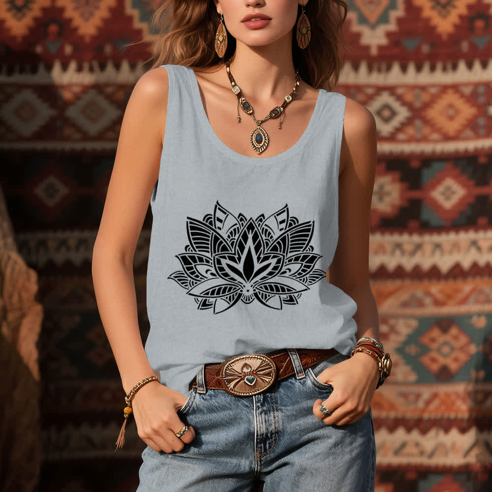 Olivenorma Lotus Flower Yoga Mandala Tank Top - image 7