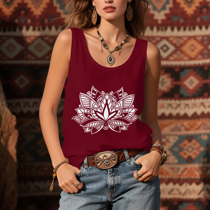 Olivenorma Lotus Flower Yoga Mandala Tank Top - image 1