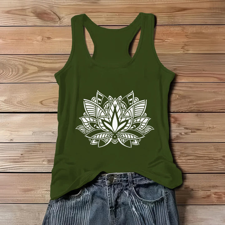 Olivenorma Lotus Flower Yoga Mandala Tank Top - Green - 3XL - image 8