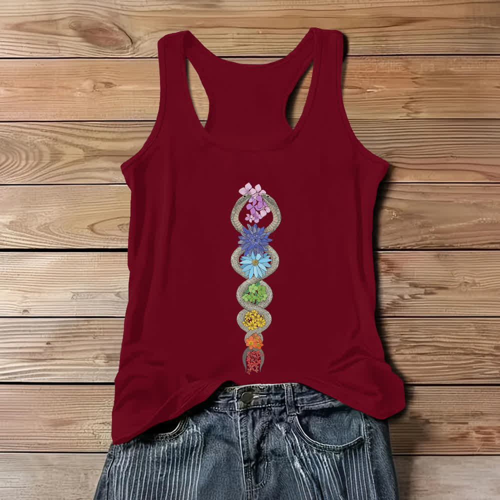 Olivenorma Kundalini Awakening 7 Chakra Tank Top - Red - 3XL - image 6