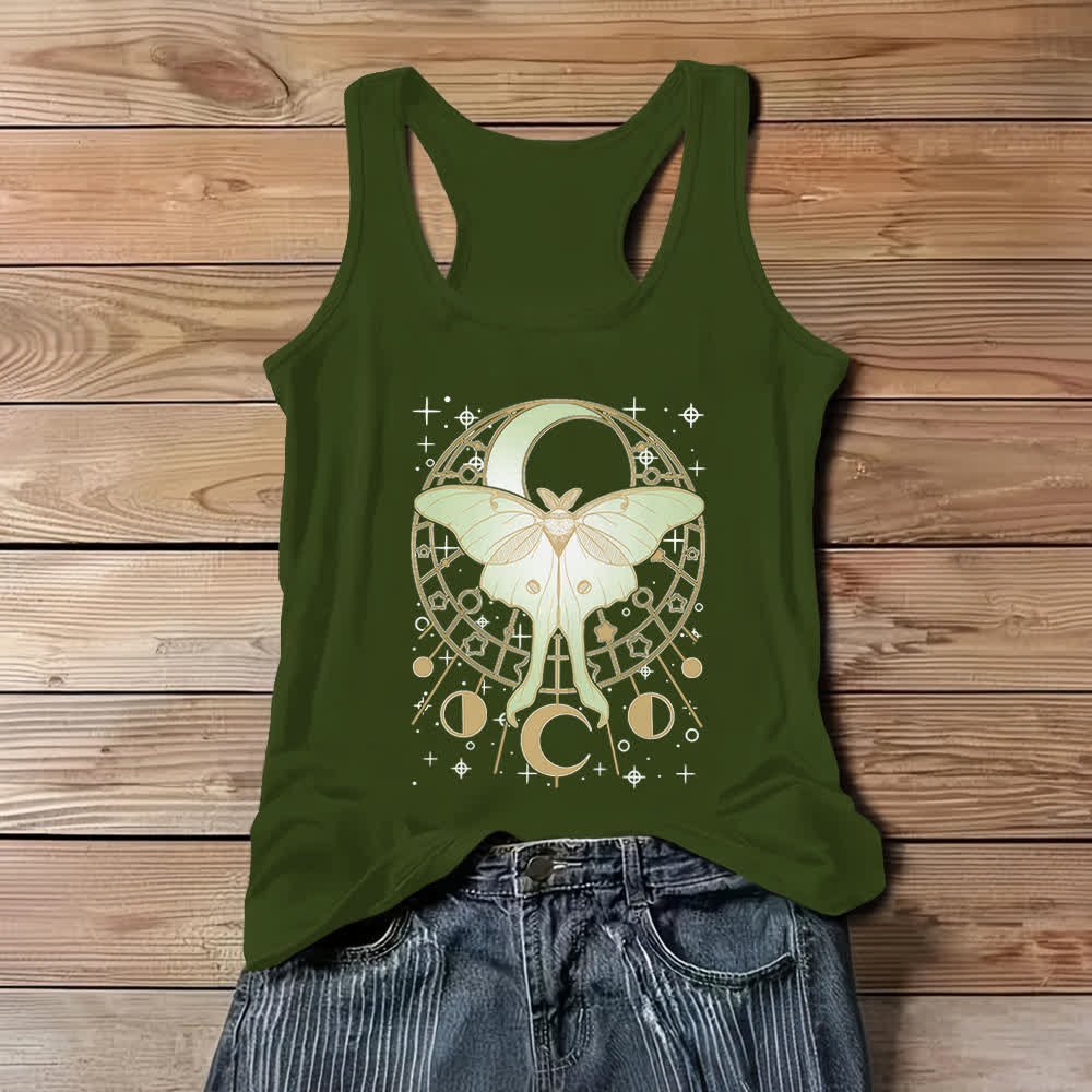 Olivenorma Boho Celestial Moon Phase Luna Moth Tank Top - Green - 3XL - image 8