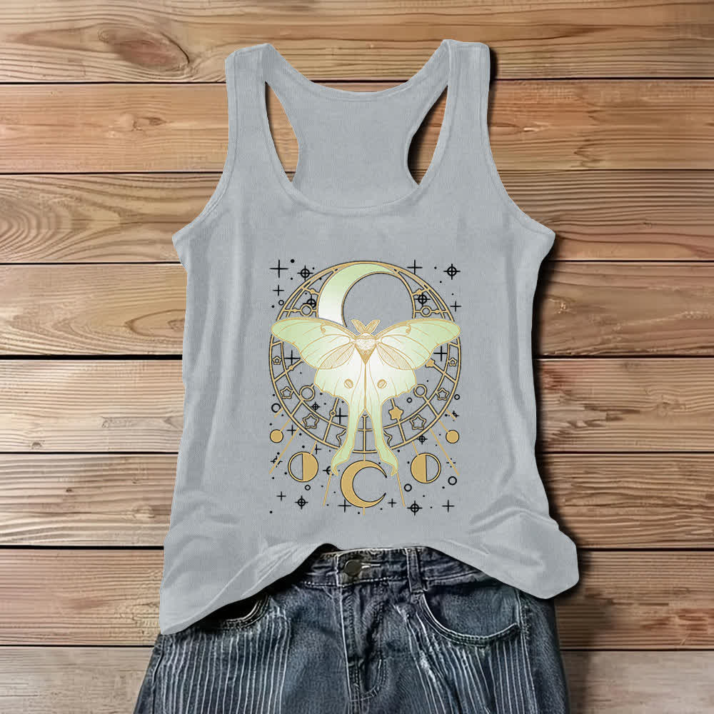 Olivenorma Boho Celestial Moon Phase Luna Moth Tank Top - Gray - 3XL - image 4