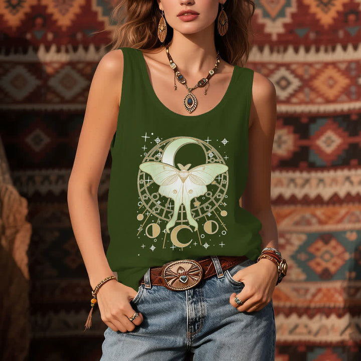 Olivenorma Boho Celestial Moon Phase Luna Moth Tank Top - image 9
