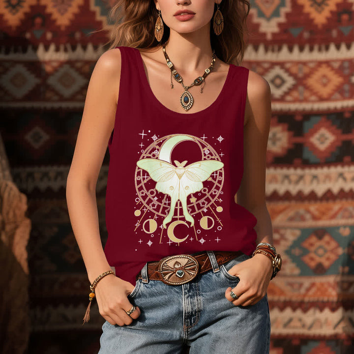 Olivenorma Boho Celestial Moon Phase Luna Moth Tank Top - image 7