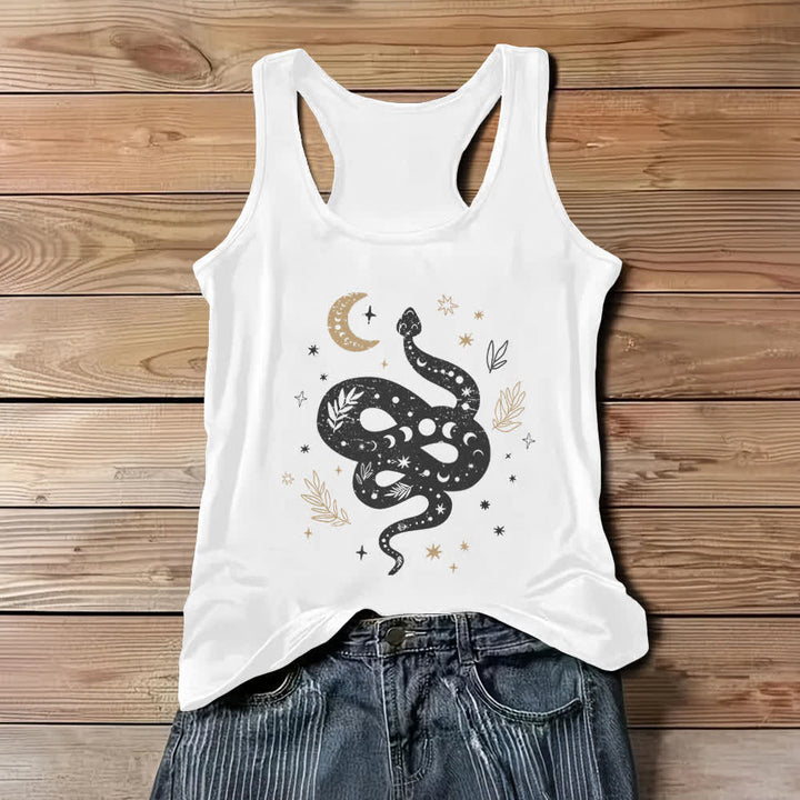 Olivenorma Celestial Snake Design Womens Tank Top - White - 3XL - image 0