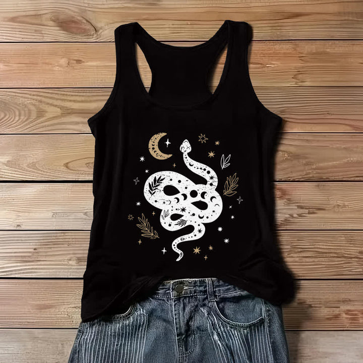 Olivenorma Celestial Snake Design Womens Tank Top - Black - 3XL - image 2