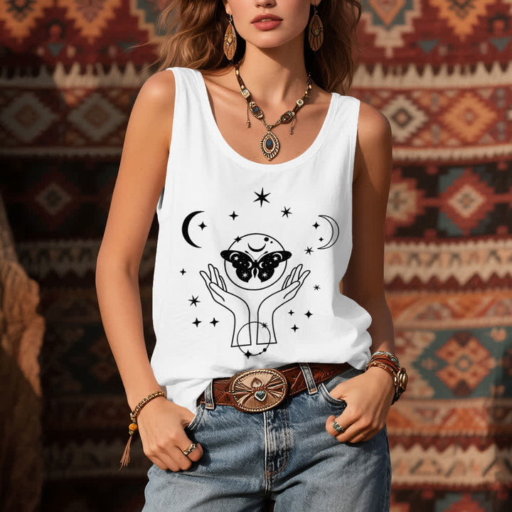 Olivenorma Celestial Butterfly Lunar Prayer Hands Tank Top - image 3