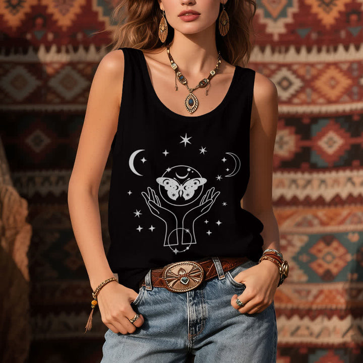 Olivenorma Celestial Butterfly Lunar Prayer Hands Tank Top - image 5
