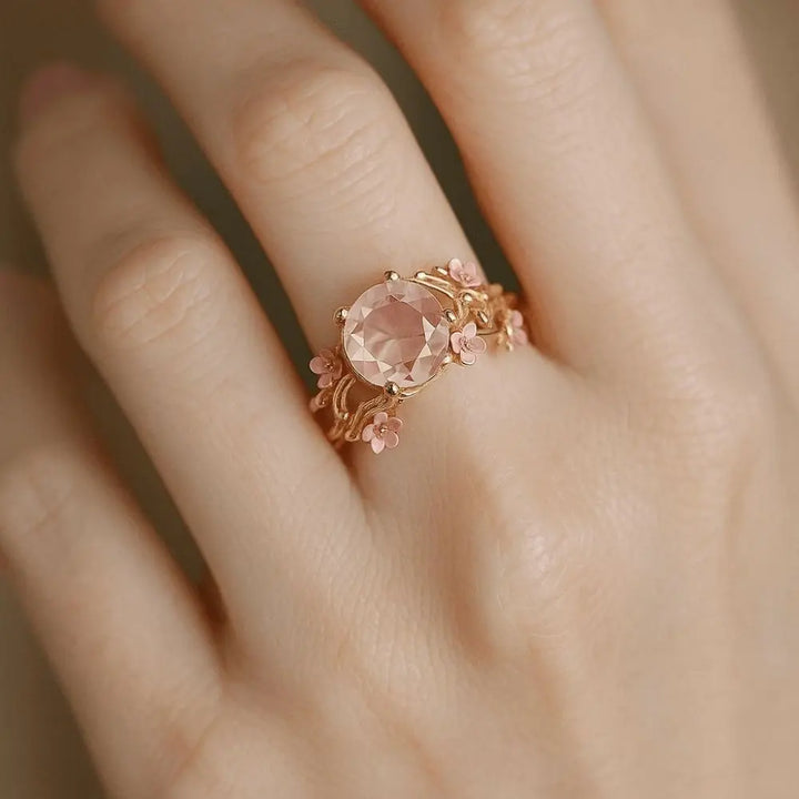 Olivenorma Enchanted Sakura Grove Rose Quartz Ring - image 4