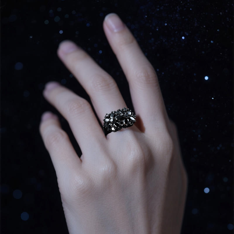 Olivenorma Cassiopeia's Shadow Obsidian Floral Ring - image 2