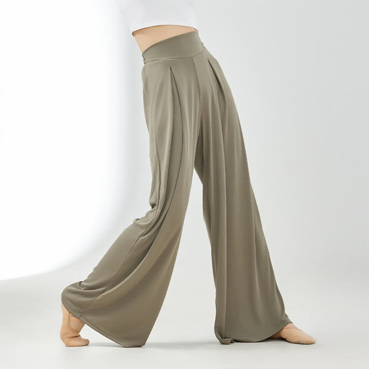 Olivenorma Cuprammonium Rayon Drape Yoga Dance Wide-Leg Pants - Khaki - XL - image 10