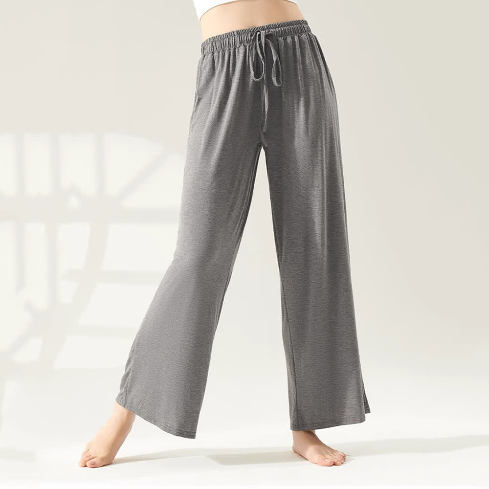 Olivenorma Modal Straight-Leg Wide-Leg Yoga Pants - Gray - XL - image 2