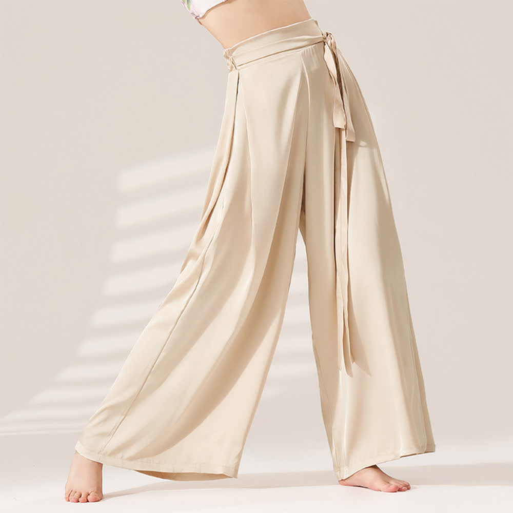 Olivenorma Polyester Flowy Loose Wide-Leg Bandage Yoga Pants - Beige - XL - image 0