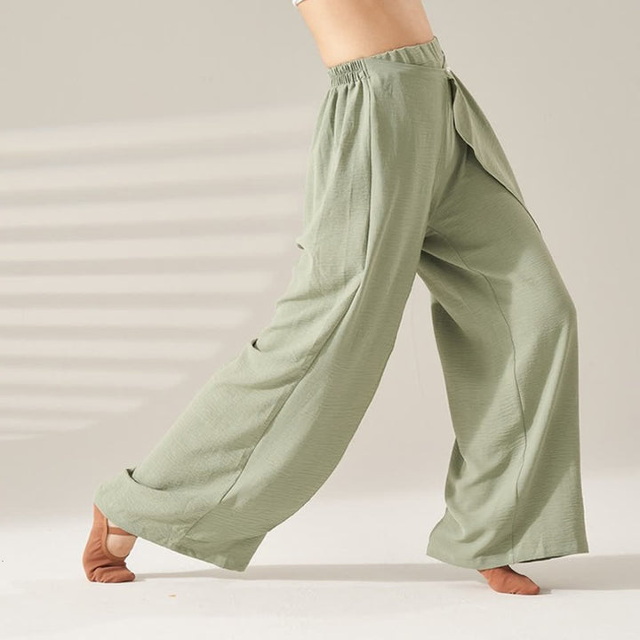 Olivenorma Polyester Flowy Wide-Leg Elastic Yoga Pants - Green - XL - image 4