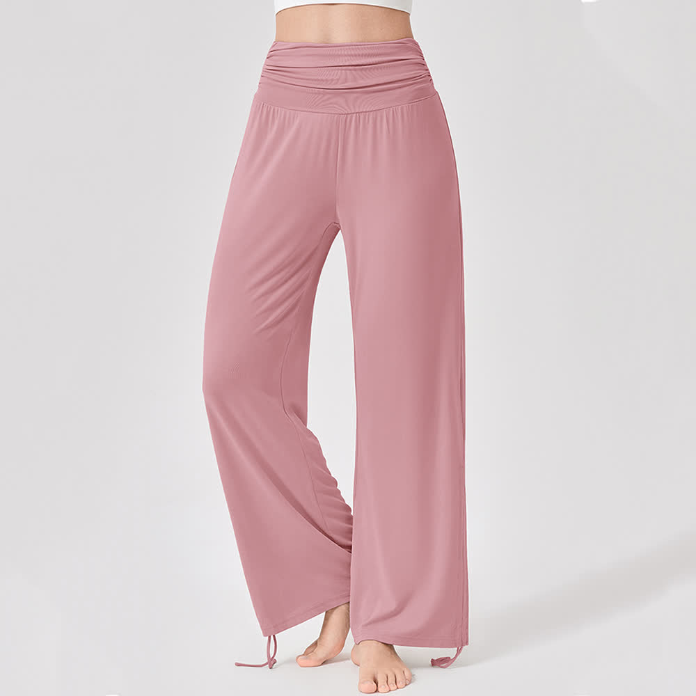 Olivenorma Viscose High-Waist Loose-Fit Shirred Yoga Pants - Pink - XL - image 21