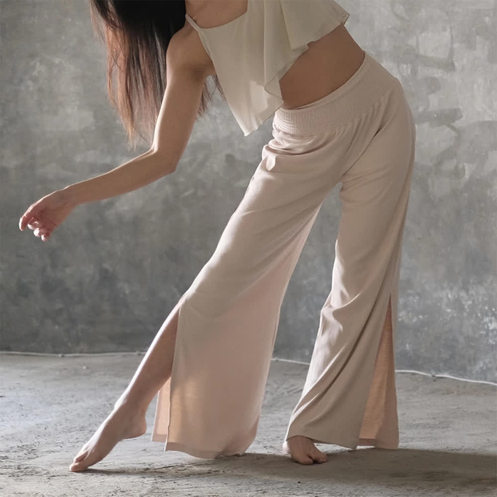 Olivenorma Cotton High-Waist Wide-Leg Slit Yoga Pants - image 2