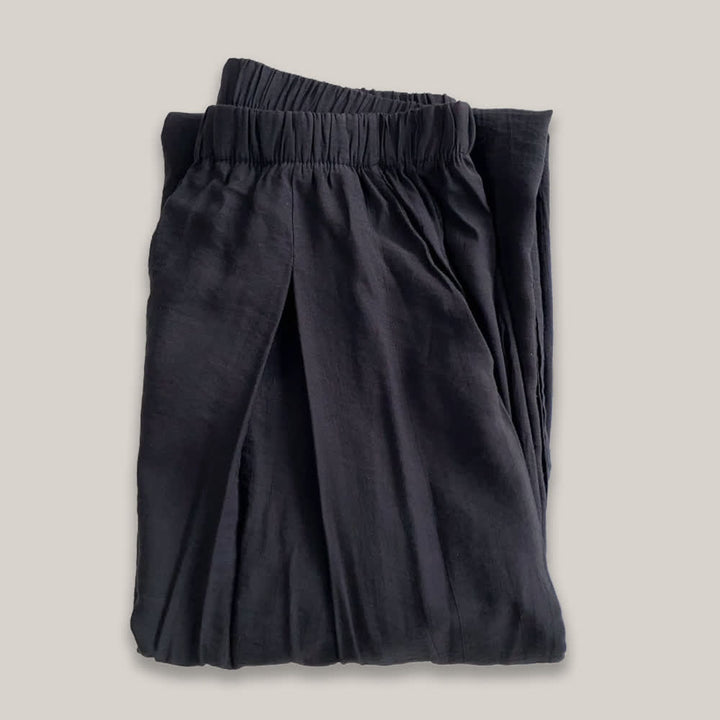 Olivenorma Tencel Cotton Linen Loose Wide-Leg Yoga Pants - Black - L - image 3