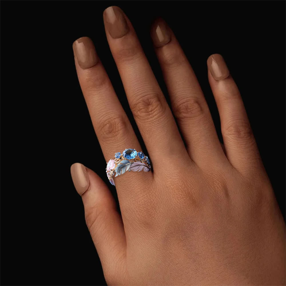 Olivenorma "Wings of Dawn" Crystal Feather Ring - image 2