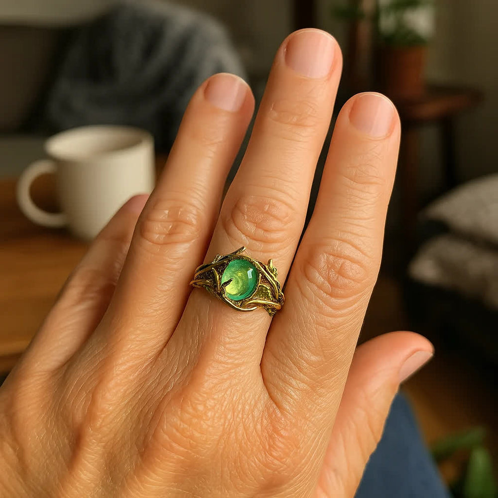 Olivenorma "Verdant Oath" Green Opal Nature Ring - image 2