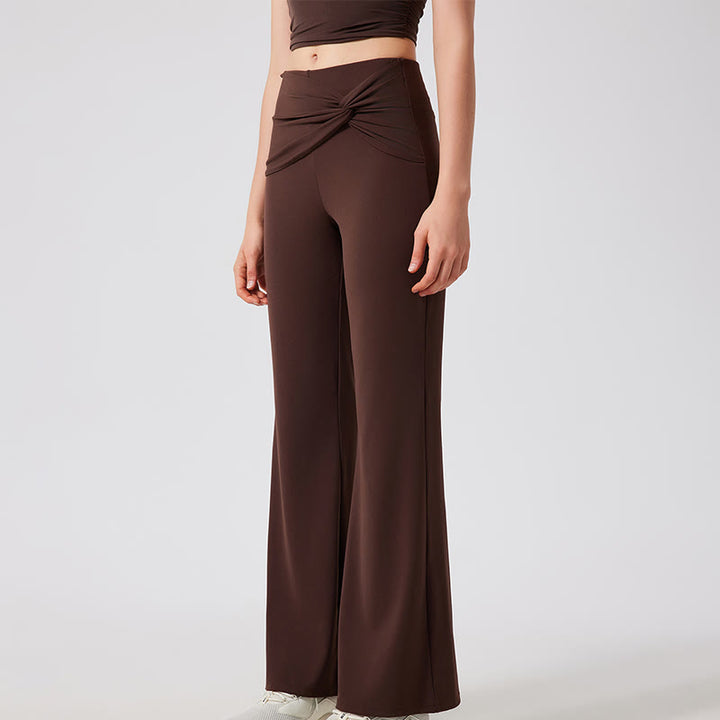 Olivenorma Wide Leg Yoga Pants Casual Knot Work Dress Pants - Coffee - XL - image 1