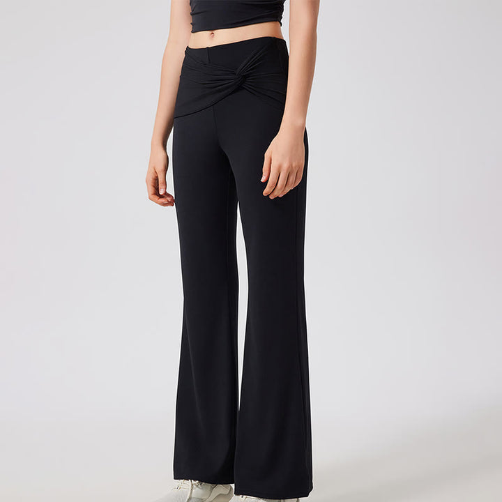 Olivenorma Wide Leg Yoga Pants Casual Knot Work Dress Pants - Black - XL - image 12
