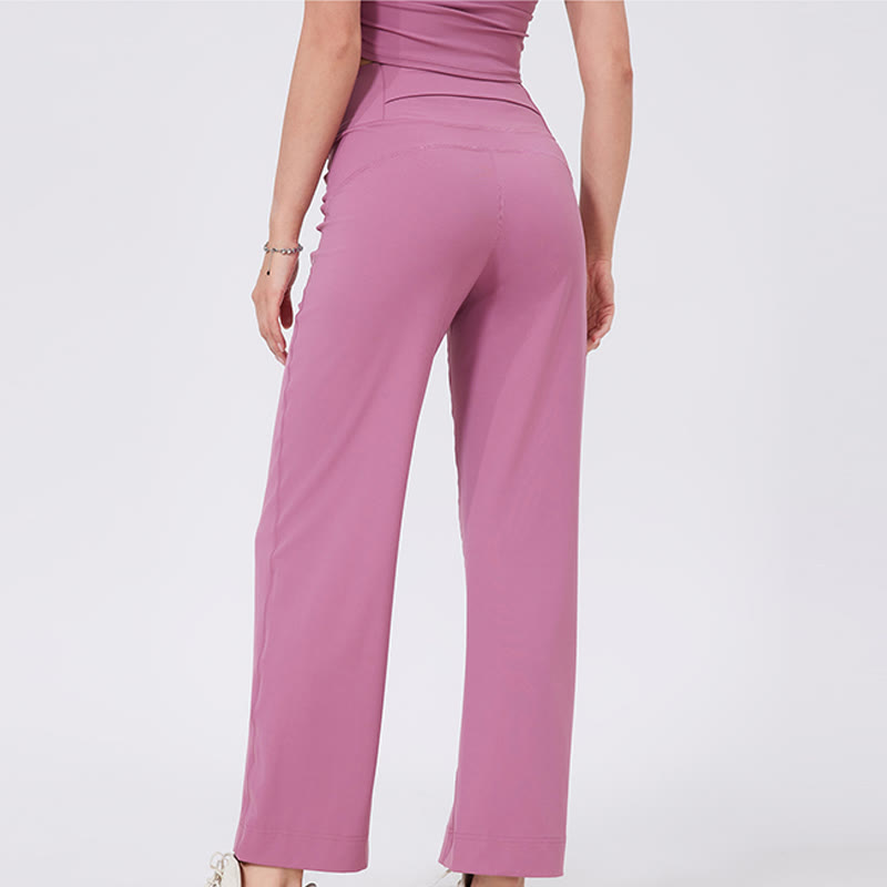 Olivenorma Versatile Straight-Leg Cut Mid Waist Stretch Dress Yoga Pants - image 2