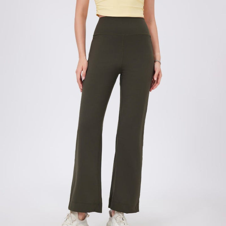 Olivenorma Versatile Straight-Leg Cut Mid Waist Stretch Dress Yoga Pants - OliveGreen - XL - image 15