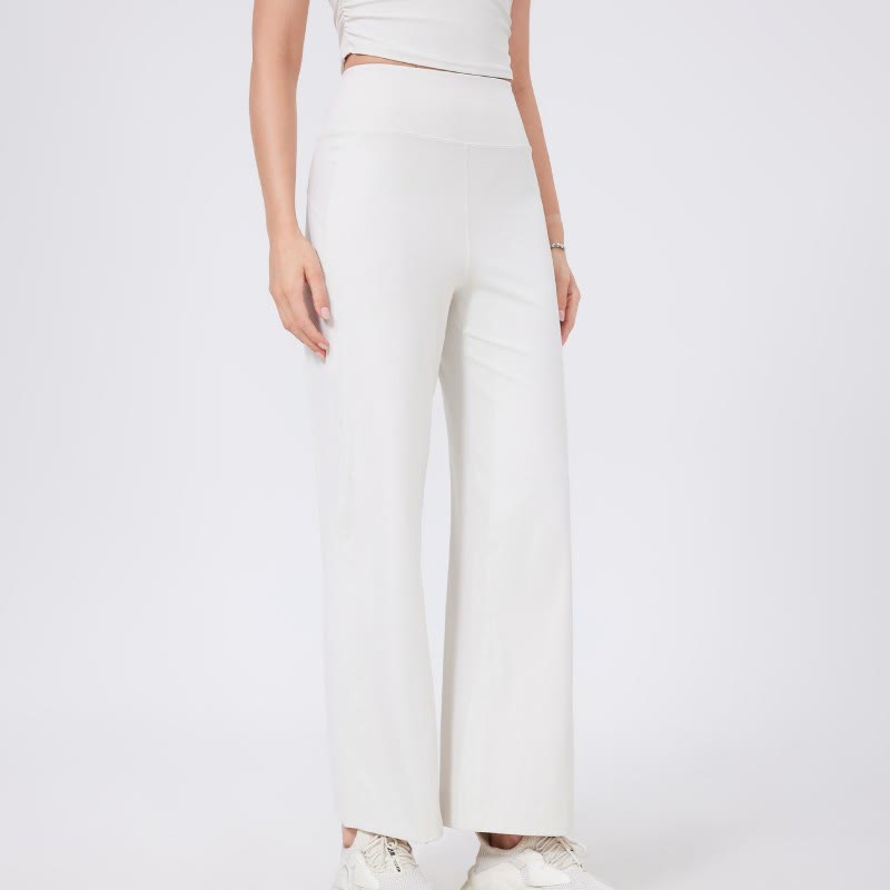 Olivenorma Versatile Straight-Leg Cut Mid Waist Stretch Dress Yoga Pants - White - XL - image 10