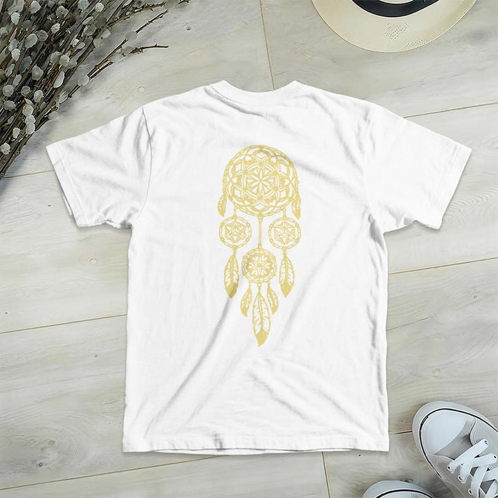 Olivenorma Flower Of Life Ward Off Evil Dreamcatcher Printed Geometry V-Neck T-Shirt - image 14
