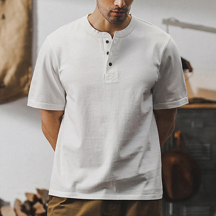 Olivenorma Vintage Mens Crew Neck Loose Fit Heavy Cotton Summer Autumn Shirts - White - 4XL - image 8