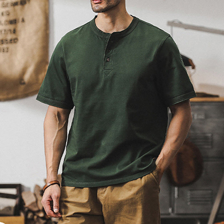 Olivenorma Vintage Mens Crew Neck Loose Fit Heavy Cotton Summer Autumn Shirts - image 3