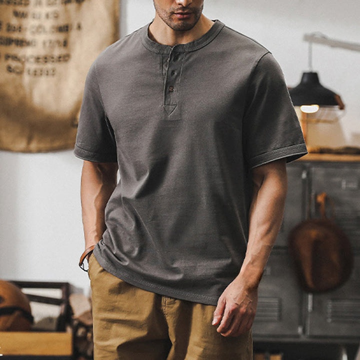Olivenorma Vintage Mens Crew Neck Loose Fit Heavy Cotton Summer Autumn Shirts - image 17