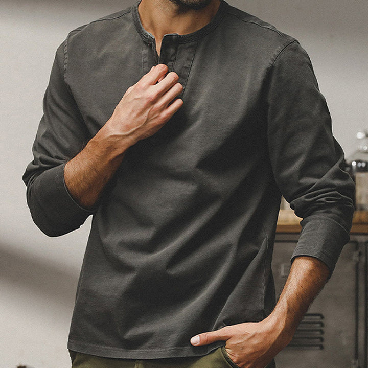 Olivenorma Vintage Mens Long Sleeve Cotton Button Tops Autumn Winter Shirts - image 11