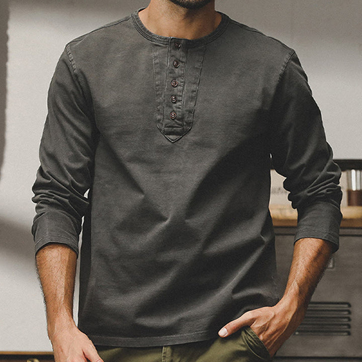 Olivenorma Vintage Mens Long Sleeve Cotton Button Tops Autumn Winter Shirts - image 12