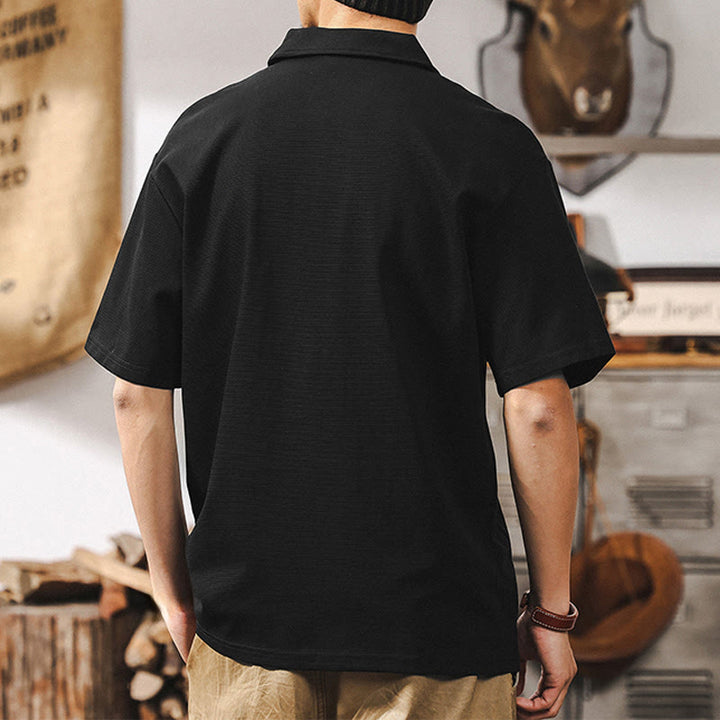 Olivenorma Mens Short Sleeve Cotton Blend Zip Closure Loose Fit Polo Shirt - image 13